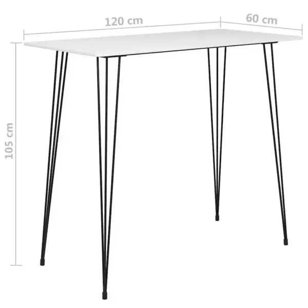 7-osaline baarikomplekt valge MDF-baarilauaga ja mustade virnastatavate metallpukkidega, laud 120 x 60 x 105 cm – 10