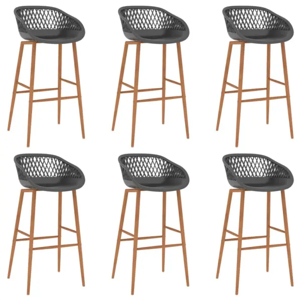 7-osaline baarikomplekt valge MDF-baarilaua ja hallide PP-baaripukkidega, laud 120 x 60 x 105 cm – 6
