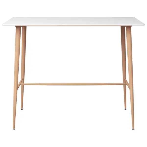 7-osaline baarikomplekt valge MDF-baarilaua ja mustade metallist virnastatavate baaripukkidega, 120 x 60 x 105 cm – 3