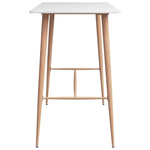 7-osaline baarikomplekt valge MDF-baarilaua ja mustade metallist virnastatavate baaripukkidega, 120 x 60 x 105 cm – 4