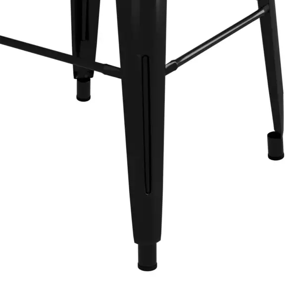 7-osaline baarikomplekt valge MDF-baarilaua ja mustade metallist virnastatavate baaripukkidega, 120 x 60 x 105 cm – 9