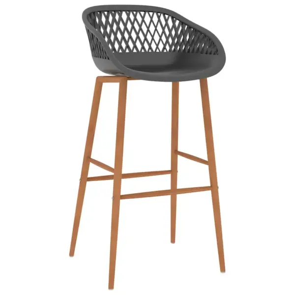 7-osaline baarimööbli komplekt, must baarilaud 120 x 60 x 105 cm, hallid võrguseljatoega baaripukid – 7