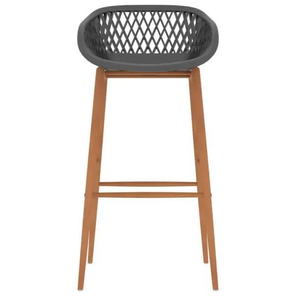 7-osaline baarimööbli komplekt, must baarilaud 120 x 60 x 105 cm, hallid võrguseljatoega baaripukid – 8