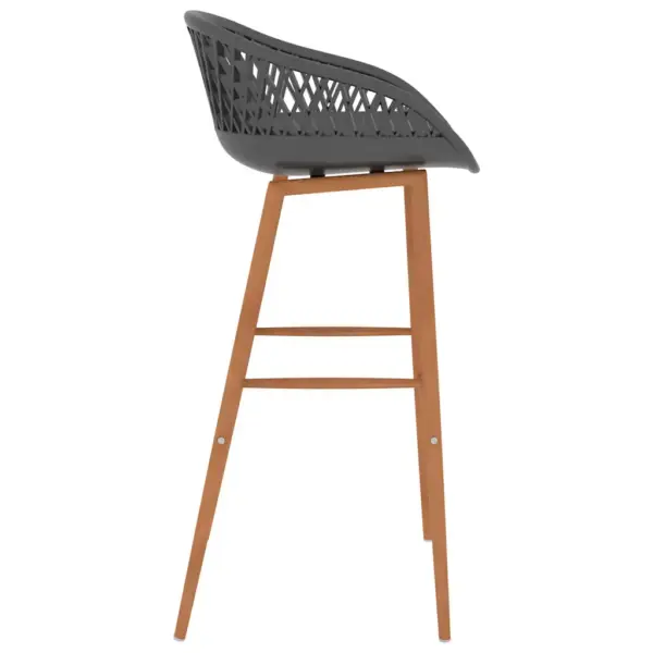 7-osaline baarimööbli komplekt, must baarilaud 120 x 60 x 105 cm, hallid võrguseljatoega baaripukid – 9
