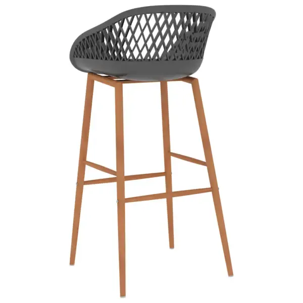 7-osaline baarimööbli komplekt, must baarilaud 120 x 60 x 105 cm, hallid võrguseljatoega baaripukid – 10