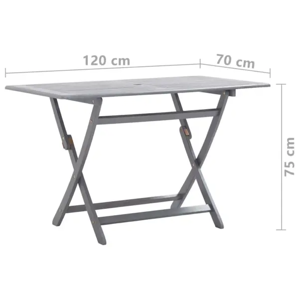 7-osaline kokkupandav aiamööbli komplekt, hall akaatsiapuit, laud 120 x 70 cm – 11