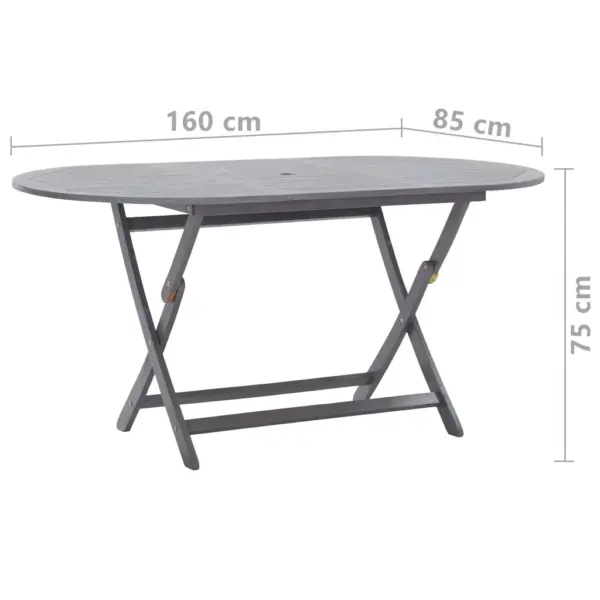 7-osaline kokkupandav aiamööbli komplekt, hall akaatsiapuit, laud 160 x 85 cm – 11