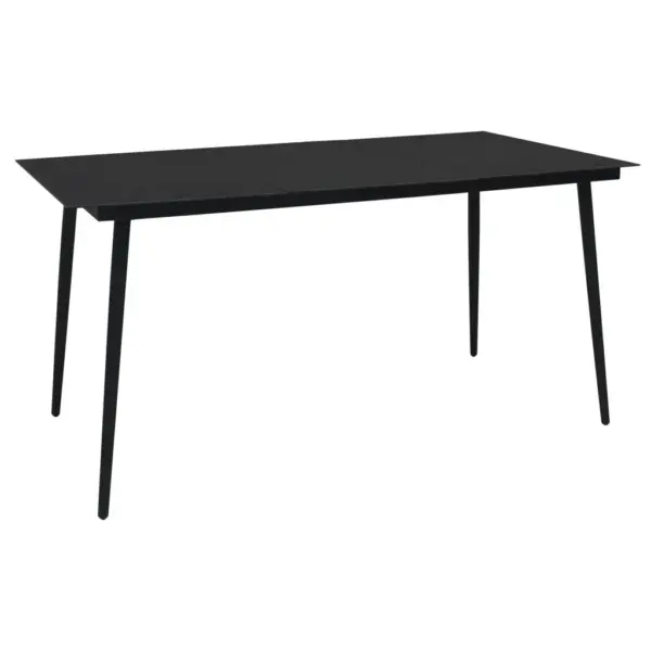 7-osaline aiamööbli komplekt lauaga, must puuvillanöör ja teras, laud 190 x 90 cm – 3
