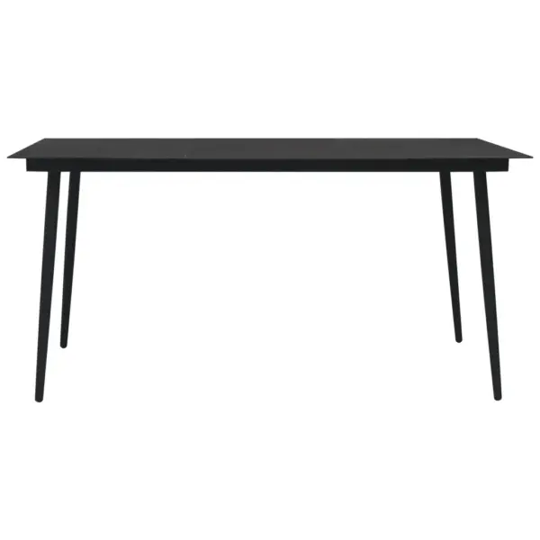 7-osaline aiamööbli komplekt lauaga, must puuvillanöör ja teras, laud 190 x 90 cm – 4