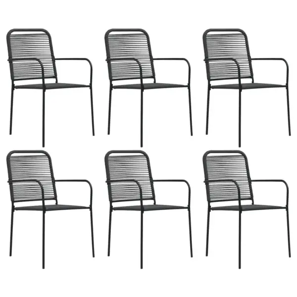 7-osaline aiamööbli komplekt lauaga, must puuvillanöör ja teras, laud 190 x 90 cm – 6