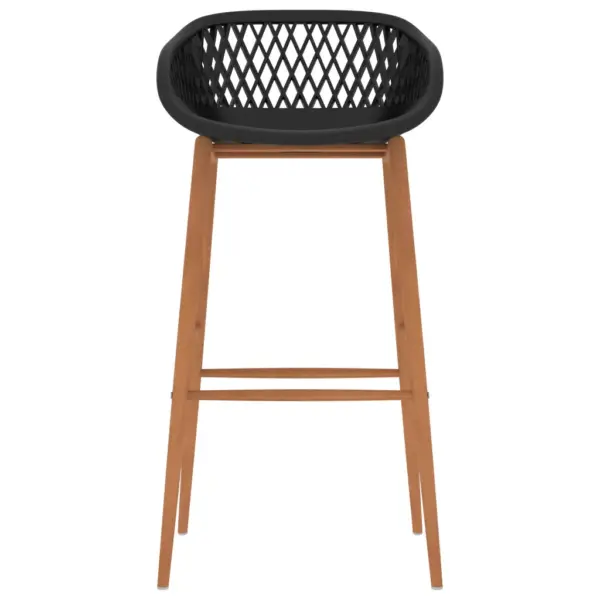 7-osaline baarikomplekt, must, laud 120 x 60 x 105 cm, võrguseljatugedega baaripukid – 8