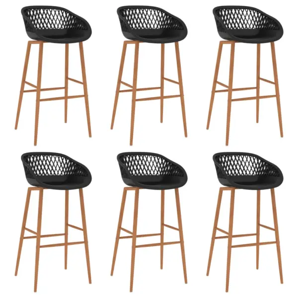 7-osaline baarikomplekt baarilaua ja 6 baaripukiga, must, MDF ja metall – 6