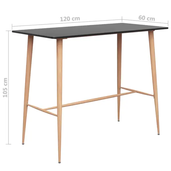 7-osaline baarikomplekt MDF-baarilaud ja metallpukid, must – 11