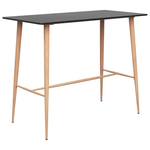 7-osaline baarikomplekt baarilaua ja 6 baaripukiga, must laud 120 x 60 x 105 cm, valged istmed, MDF ja PP – 2
