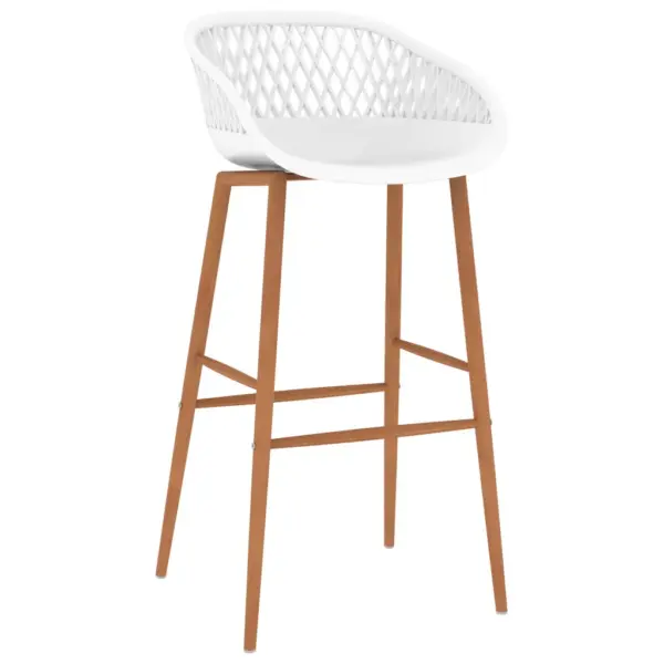 7-osaline baarikomplekt baarilaua ja 6 baaripukiga, must laud 120 x 60 x 105 cm, valged istmed, MDF ja PP – 7