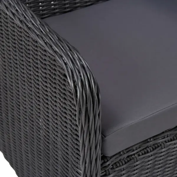 7-osaline aiamööbli komplekt, poolümar polürotang, must ja tumehall, laud 200 x 100 cm – 12