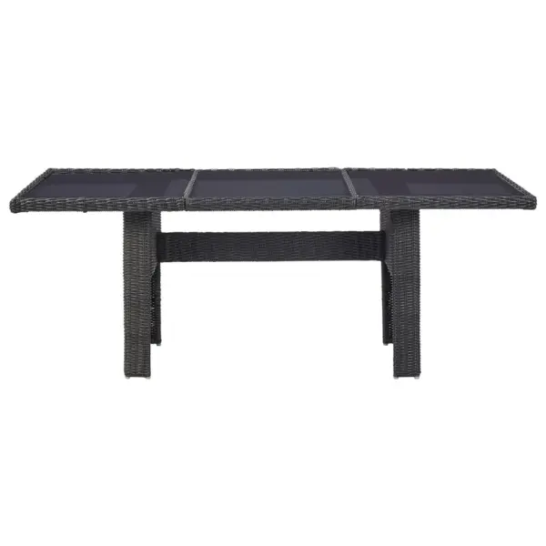 7-osaline aiamööbli komplekt, poolümar polürotang, must ja tumehall, laud 200 x 100 cm – 3