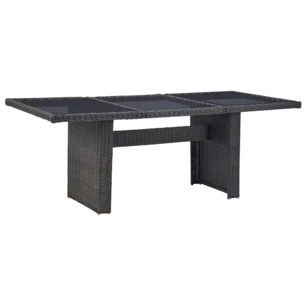 7-osaline aiamööbli komplekt, poolümar polürotang, must ja tumehall, laud 200 x 100 cm – 4