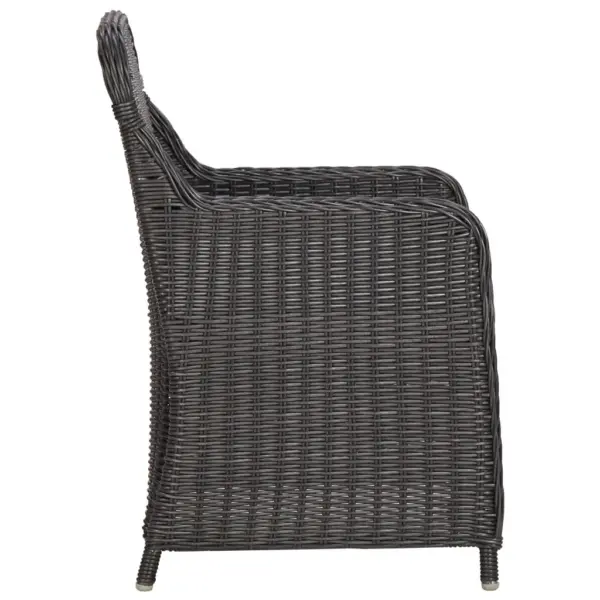 7-osaline aiamööbli komplekt, poolümar polürotang, must ja tumehall, laud 200 x 100 cm – 7