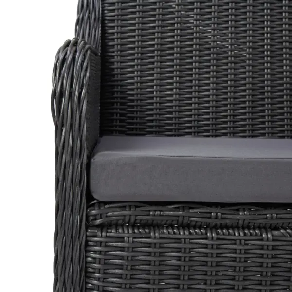 7-osaline aiamööbli komplekt, poolümar polürotang, must ja tumehall, laud 200 x 100 cm – 9