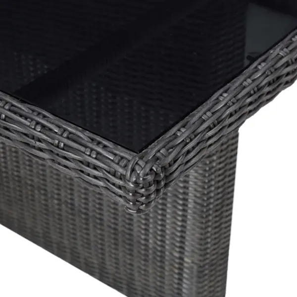 7-osaline aiamööbli komplekt, poolümar polürotang, must ja tumehall, laud 200 x 100 cm – 10