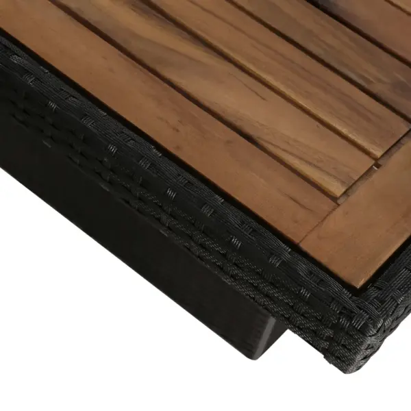 7-osaline aiamööbli komplekt patjadega, must polürotang ja akaatsiapuidust lauaga, laud 200 x 100 cm – 6
