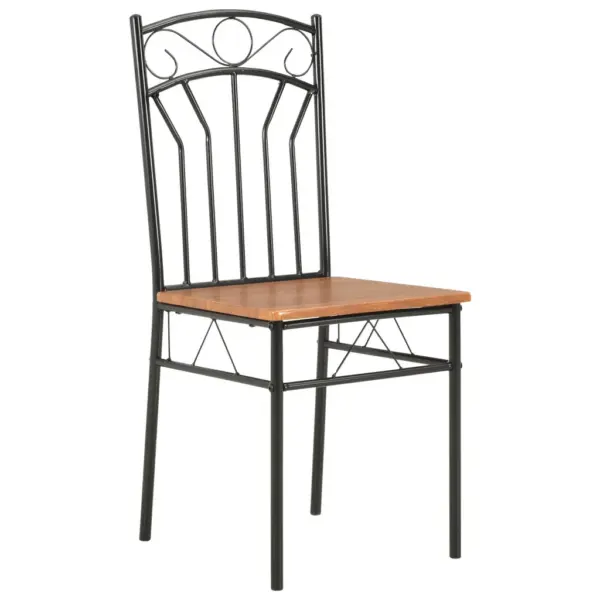 7-osaline söögitoakomplekt, pruun/must MDF ja teras, laud 120 x 70 cm – 9