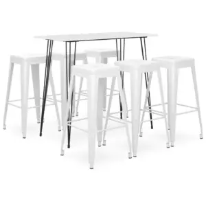 7-osaline baarikomplekt MDF lauaplaadiga, valge, metallraamiga