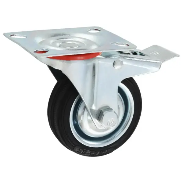 Pöörlevad kummirattad piduritega ja pidurita, 16 tk, 75 mm, must, 50 kg – 3