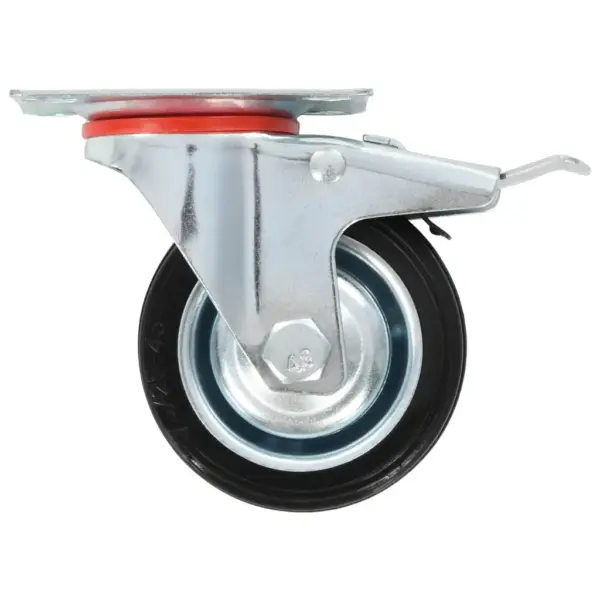 Pöörlevad kummirattad piduritega ja pidurita, 16 tk, 75 mm, must, 50 kg – 4