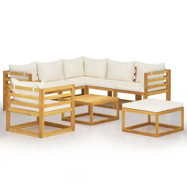 8-osaline modulaarne aiadiivanikomplekt patjadega, kreemjas, akaatsiapuit – 2