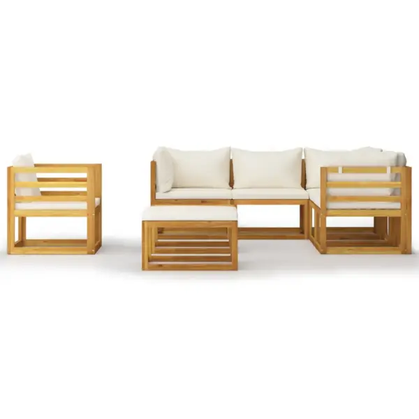8-osaline modulaarne aiadiivanikomplekt patjadega, kreemjas, akaatsiapuit – 3