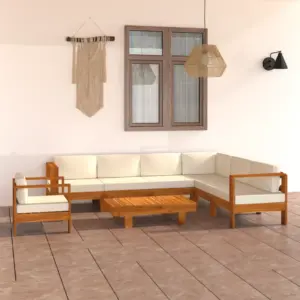 8-osaline akaatsiapuidust aiamööbli komplekt patjadega, laud 100 x 60 cm