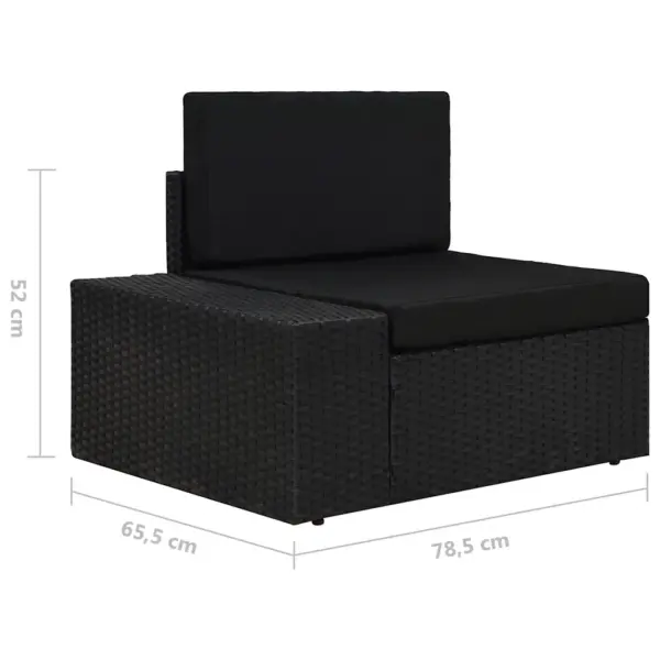 8-osaline modulaarne aiamööbli komplekt patjade ja klaasplaadiga lauaga, must polürotang – 13