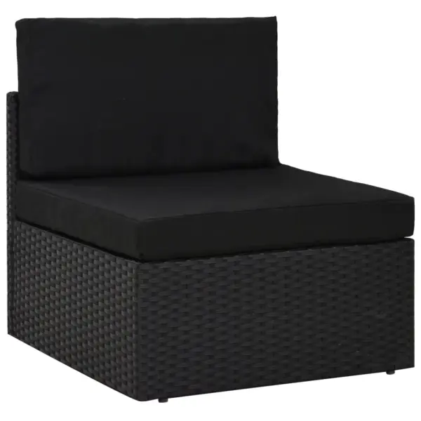 8-osaline modulaarne aiamööbli komplekt patjade ja klaasplaadiga lauaga, must polürotang – 8