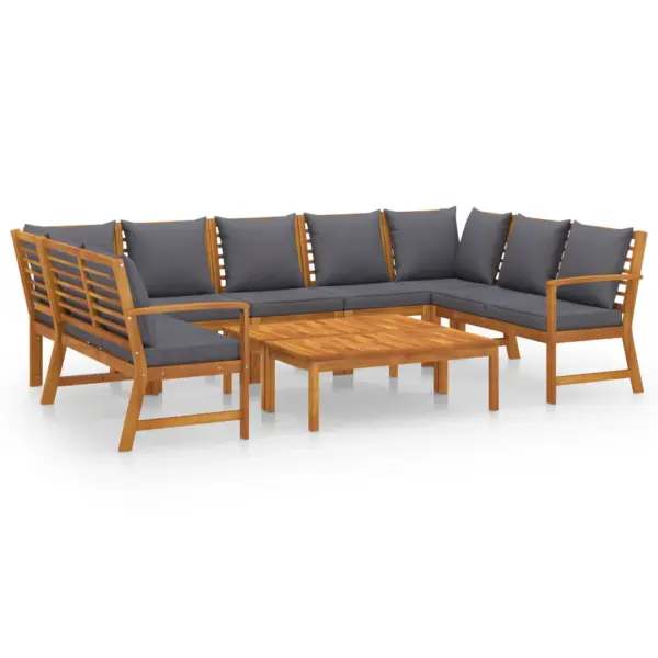 9-osaline modulaarne aiadiivanikomplekt patjadega, akaatsiapuit, tumehall – 2