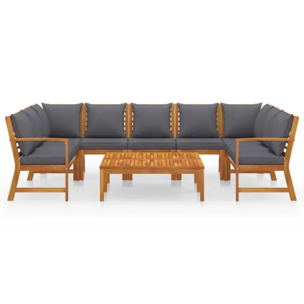 9-osaline modulaarne aiadiivanikomplekt patjadega, akaatsiapuit, tumehall – 3