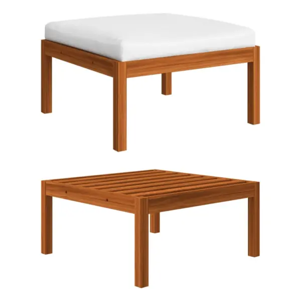 9-osaline akaatsiapuidust aiamööbli komplekt köistest seljatugedega, patjadega, laud 63 x 63 cm, kreemikasvalged padjad – 11
