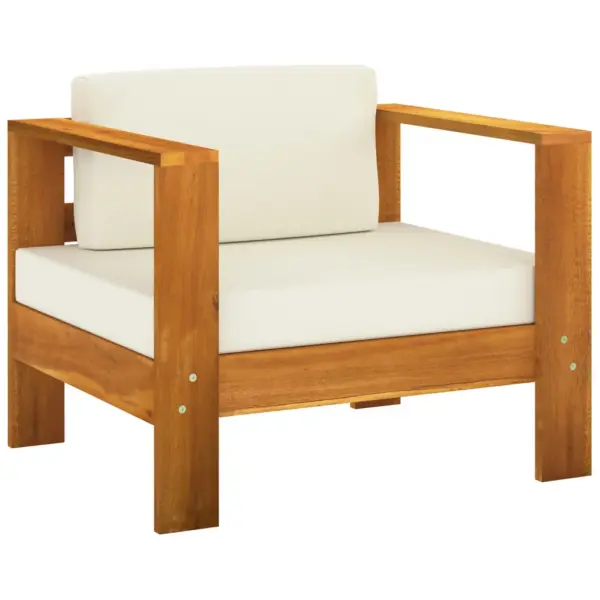 9-osaline akaatsiapuidust aiamööbli komplekt patjadega, laud 100 x 60 cm, kreemjasvalged padjad – 3