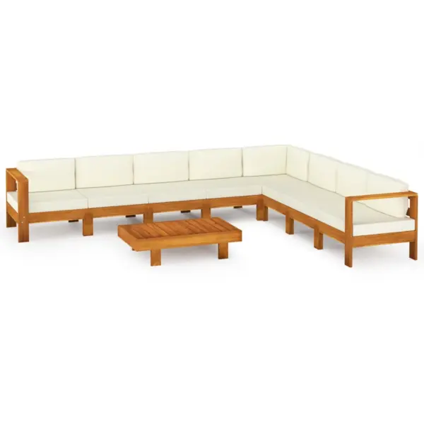 9-osaline akaatsiapuidust nurgaga aiamööbli komplekt patjadega, laud 100 x 60 cm – 2
