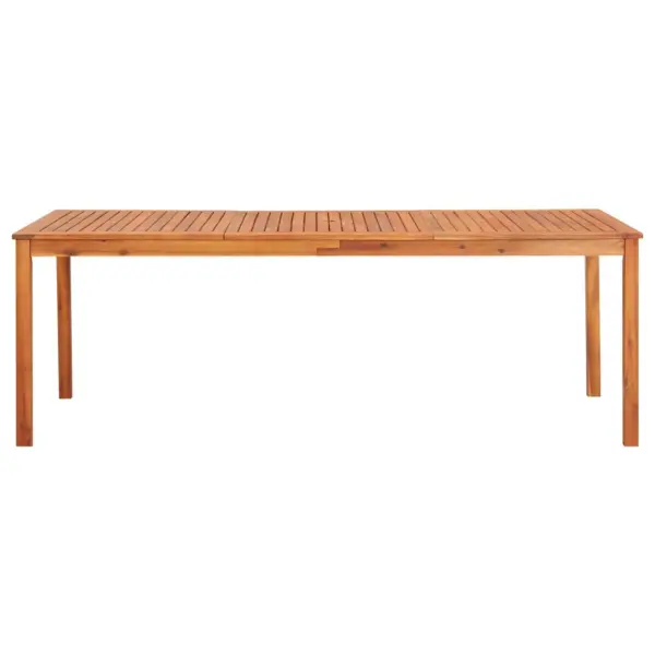 9-osaline akaatsiapuidust aiamööbli söögikomplekt tumedahallide patjadega, laud 215 x 90 cm – 4