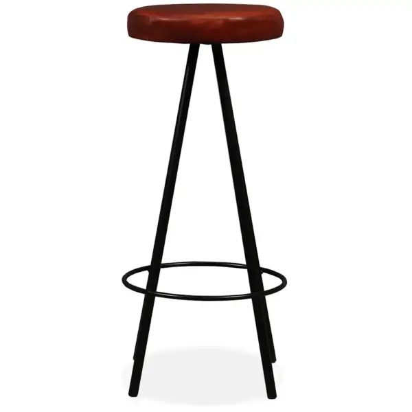 9-osaline baarikomplekt akaatsiapuidust lauaga ja nahast baaripukkidega, pruun/must, laud 180 x 70 x 107 cm – 13