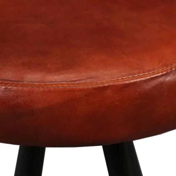 9-osaline baarikomplekt akaatsiapuidust lauaga ja nahast baaripukkidega, pruun/must, laud 180 x 70 x 107 cm – 10