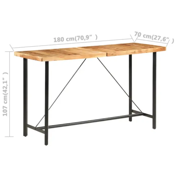 9-osaline baarikomplekt akaatsiapuidust lauaga ja taaskasutatud puidust baaripukkidega, 180 x 70 x 107 cm – 10