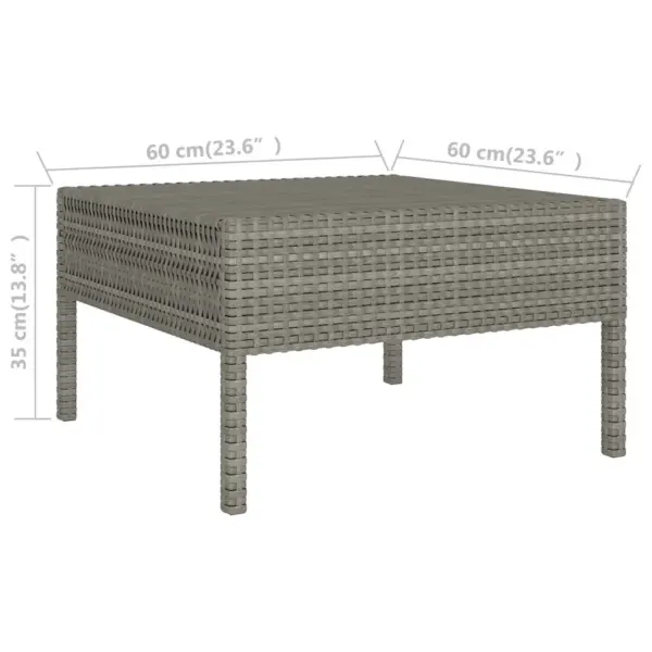 9-osaline modulaarne aiamööbli komplekt patjadega, hall polürotang – 8