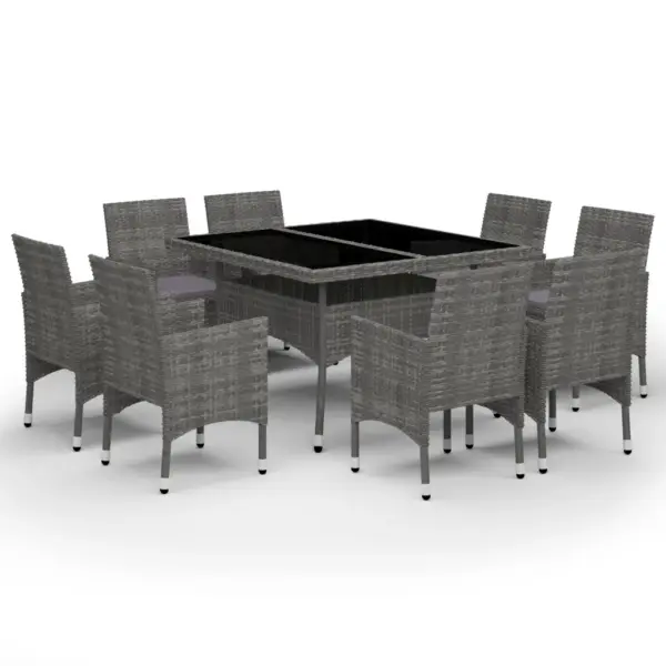 9-osaline hall aiamööbli komplekt söögilauaga, polürotang ja karastatud klaas, laud 120 x 120 cm – 2