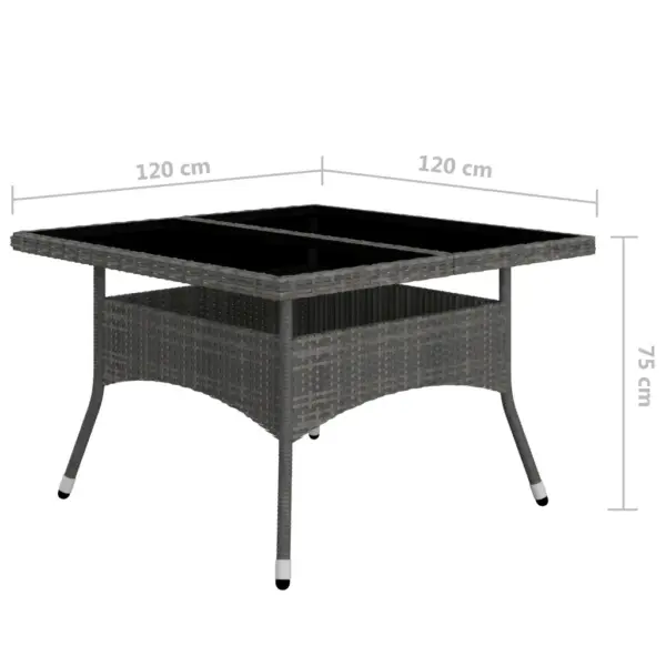 9-osaline hall aiamööbli komplekt söögilauaga, polürotang ja karastatud klaas, laud 120 x 120 cm – 11