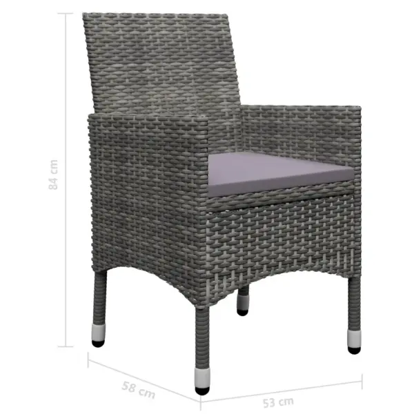 9-osaline hall aiamööbli komplekt söögilauaga, polürotang ja karastatud klaas, laud 120 x 120 cm – 12