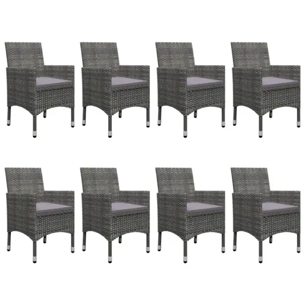 9-osaline hall aiamööbli komplekt söögilauaga, polürotang ja karastatud klaas, laud 120 x 120 cm – 6