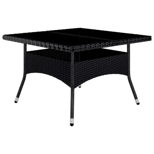 9-osaline aiamööbli komplekt 8 tugitooliga, must polürotang ja akaatsiapuit, laud 120 x 120 cm – 3